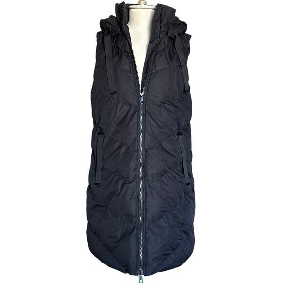 Saint + Sinner Long Hooded Puffer Vest in Black Womens L - Picture 6 of 10